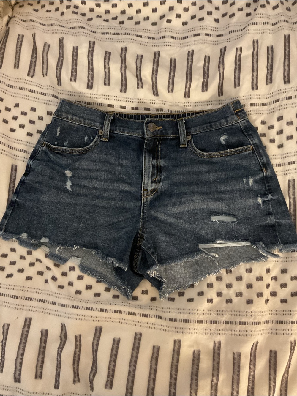 aerie Dark Blue Distressed Denim Shorts